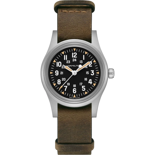 ハミルトン 「カーキ フィールド メカ 36mm ジャパン エディション」付属のレザーストラップを装着