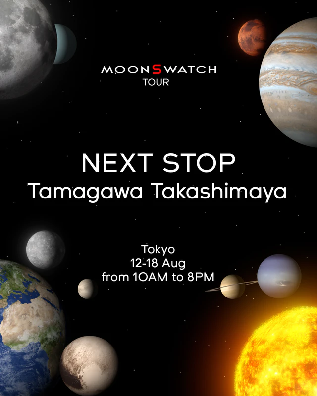 限定ロケーションを巡るMoonSwatchツアーが玉川高島屋へ到着し太陽系の天体を表現した独創的なコレクションを展開します