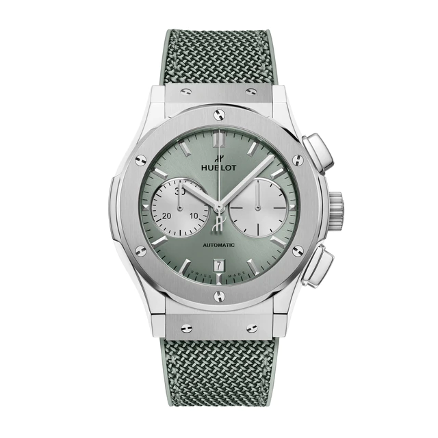 HUBLOT 「クラシック・フュージョンクロノグラフ チタニウム セージグリーン」45mm