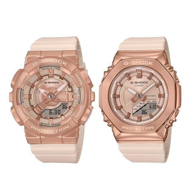 カシオ 計算機 華やかなピンクゴールドが輝く小型の G-SHOCK