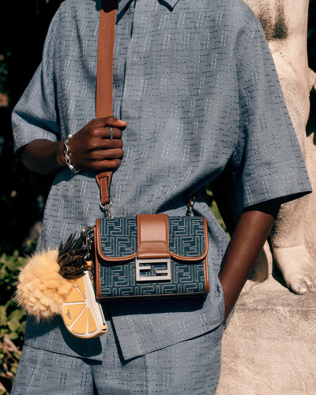 FENDI★バゲットダブルジャカードショルダーバッグ Fendi Double Baguette Black Leather Bag ダブルバゲットバッグ