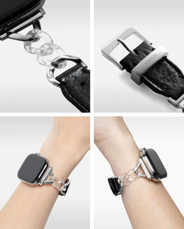 objcts.io レザーハイブリッドチェーンバンド トランスペアレント for Apple Watch
