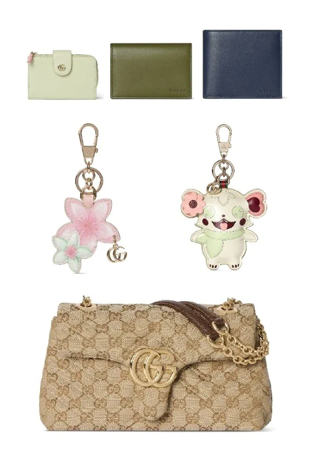 グッチの日本限定スモールレザーグッズ、桜モチーフと〔GGマーモント〕〔GGエンブレム〕で楽しむ2026年春の開運スタイル