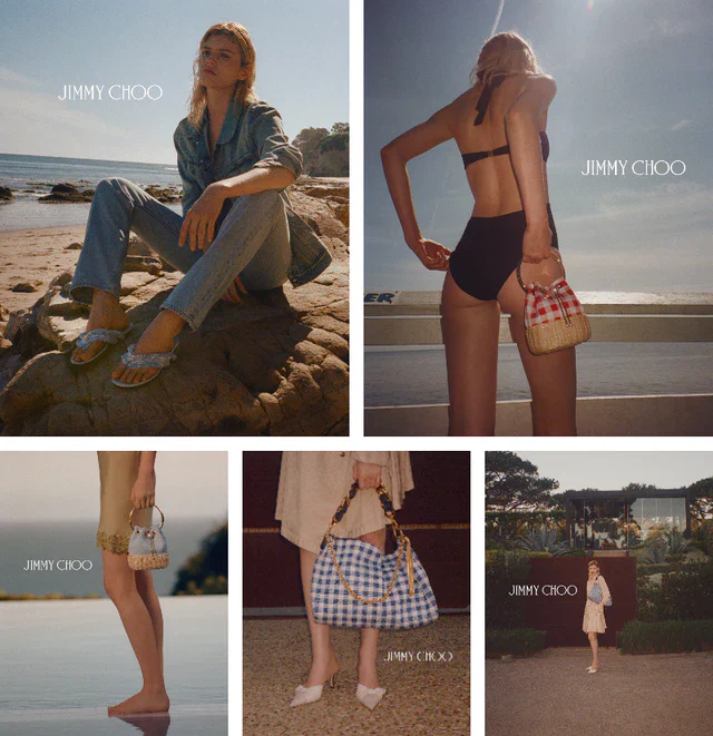 ギンガムチェックとラフィアの誘惑、ジミー チュウのリヴィエラコレクションで彩る休日