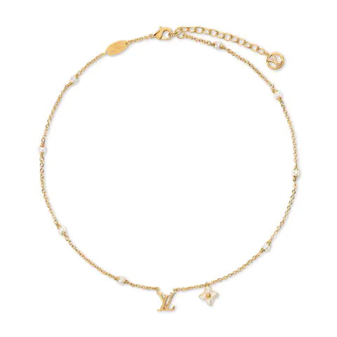 ルイ・ヴィトン：ネックレス·LV フローラグラム XS メタル、ホワイトのレジンパール