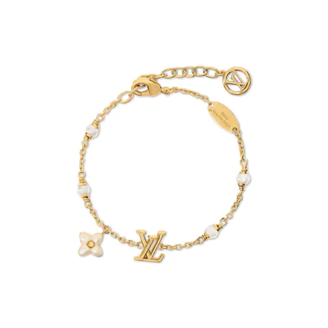 ルイ・ヴィトン：ブレスレット·LV フローラグラム XS メタル、ホワイトのレジンパール