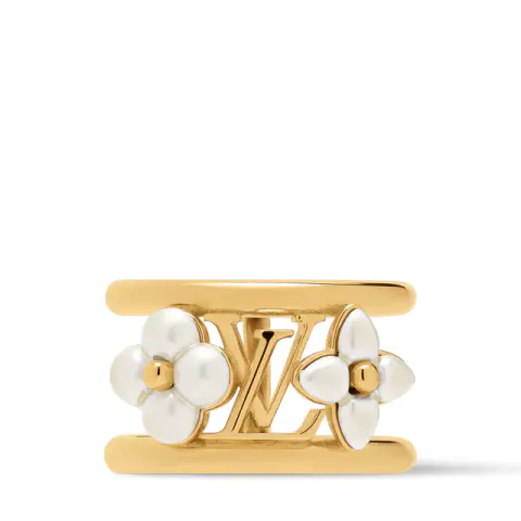 ルイ・ヴィトン：リング·LV フローラグラム XS メタル、ホワイトのレジンパール